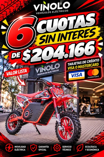 Moto Electrica Sunra Mini Enduro Cross Niños 1000w / M